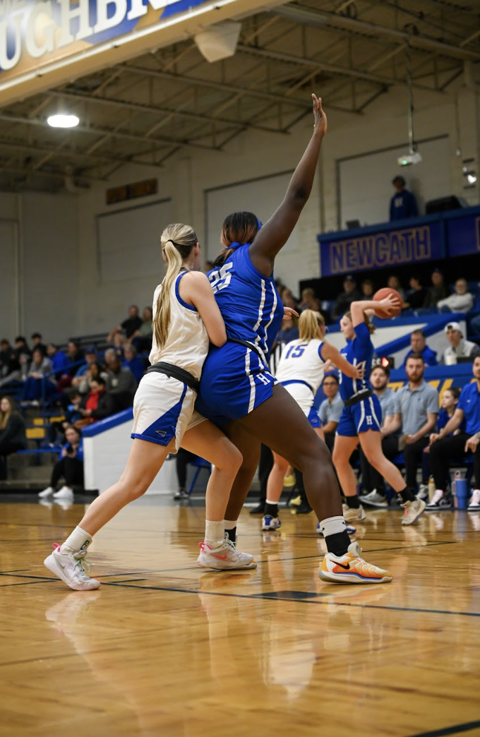 Ty Berry (12) posts up for a look at an easy layup. 